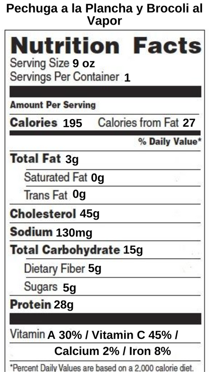 Pechuga a la Plancha y Brocoli al Vapor